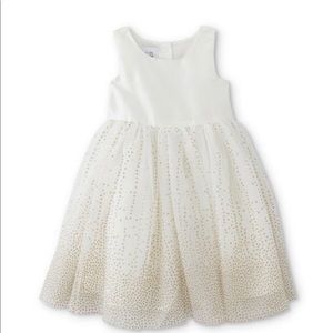 White and gold formal flower girl dress